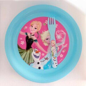 Disney Frozen Dinnerware Plate and Utensils Zak Designs Elsa and Anna